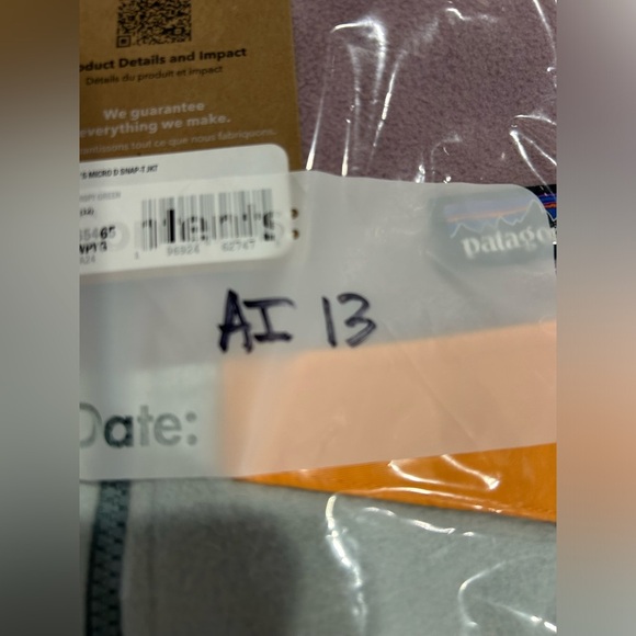 Patagonia Kids' Large 12 Micro D Snap-T Fleece Jacket Pink Wispy Green Hood NWT - Picture 9 of 9